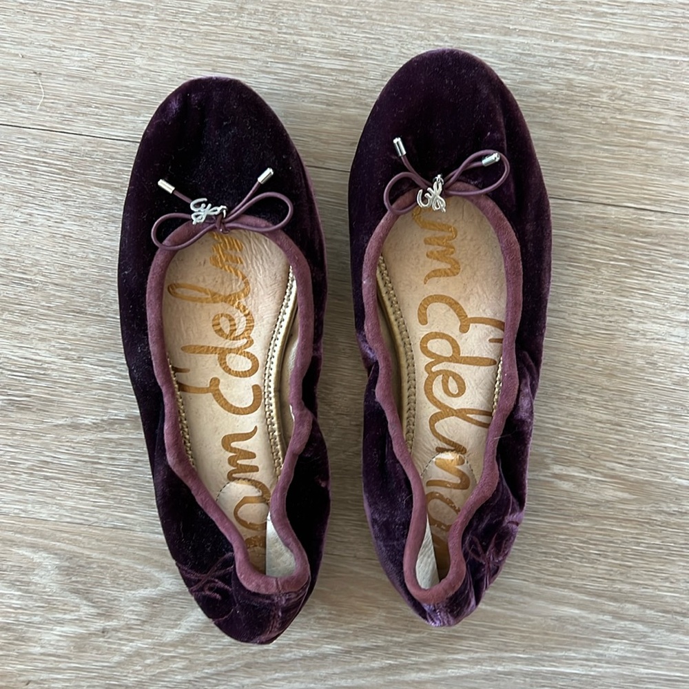 Burgundy Cherry Red Sam Edelman Ballet Flats Velvet